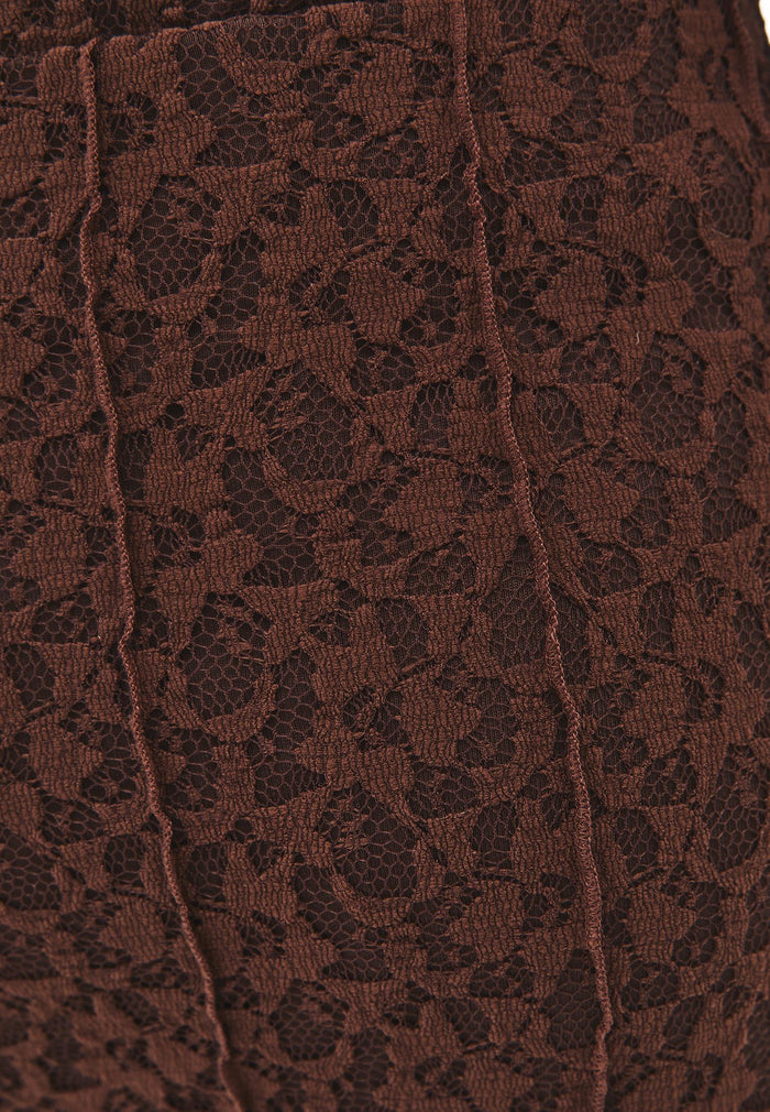 High Waist Flared Long Skirt - CHICORY COFFEE