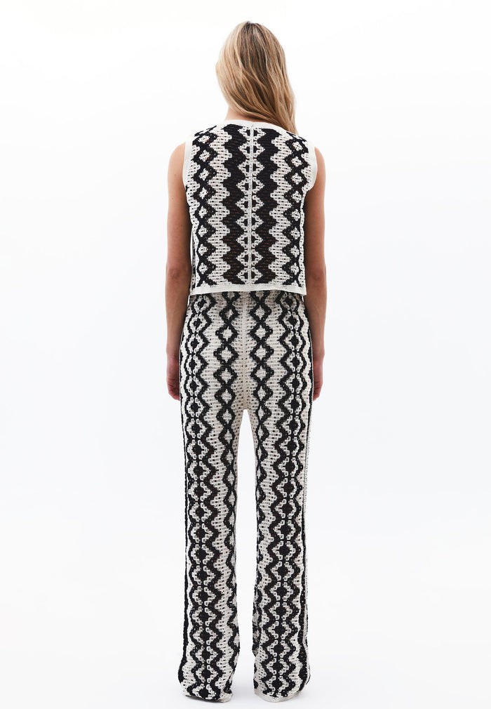 High Waist Pants - ICE MILK/BLACK