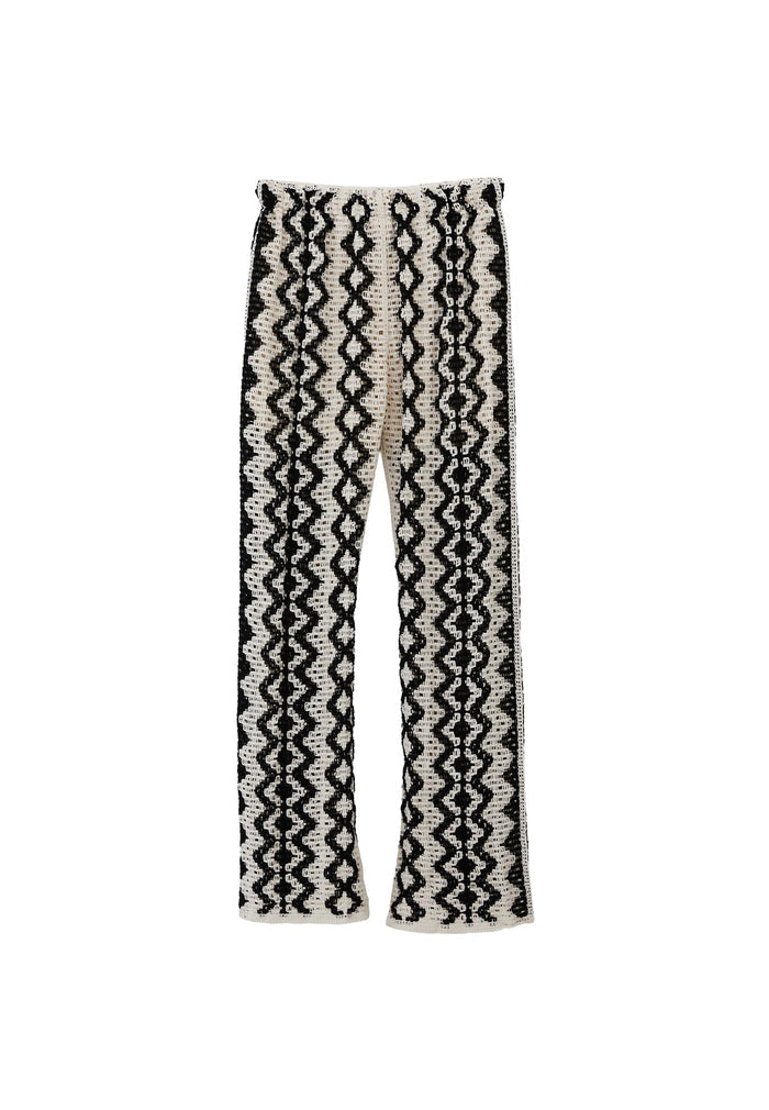High Waist Pants - ICE MILK/BLACK