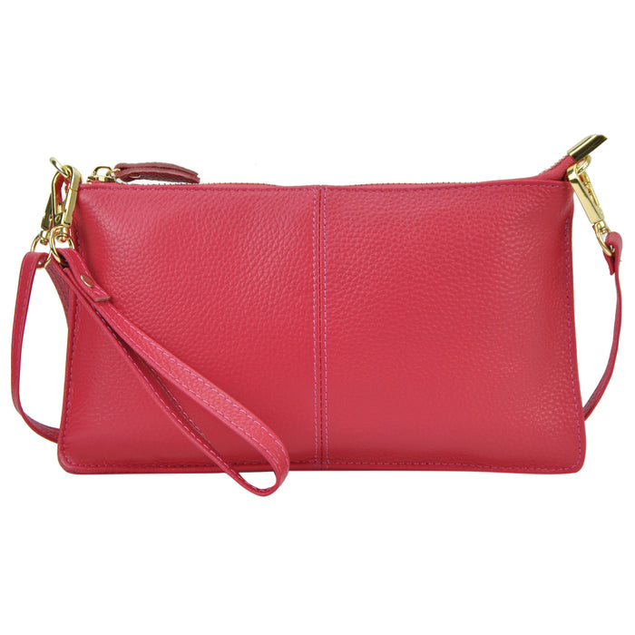 Hot Pink NGIL Genuine Leather Wristlet Crossbody Bag