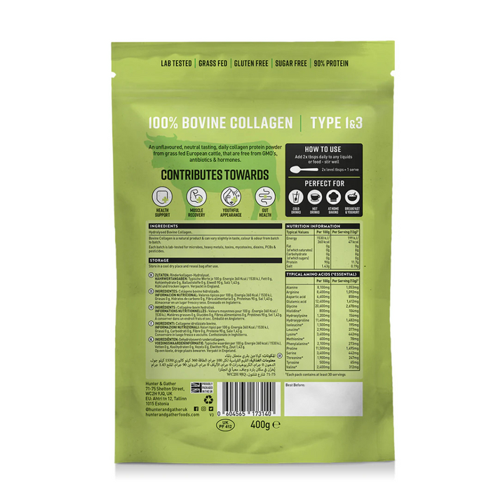 Hunter & Gather Collagen Peptides Bovine Protein Powder 400g