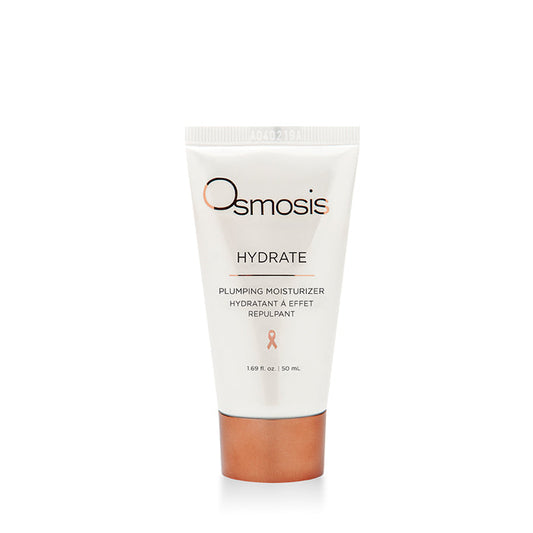 Hydrate Plumping Moisturizer | Osmosis in a white tube with copper-colored cap, designed for skincare to hydrate and plump skin.