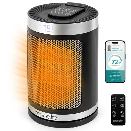 Indoor Electric Heater With Wi-Fi Function,Thermostat, Remote, Digital Display, 12H Timer, 3 Heating Modes, Fast & Safe Ptc Ceramic Heating (Black)
