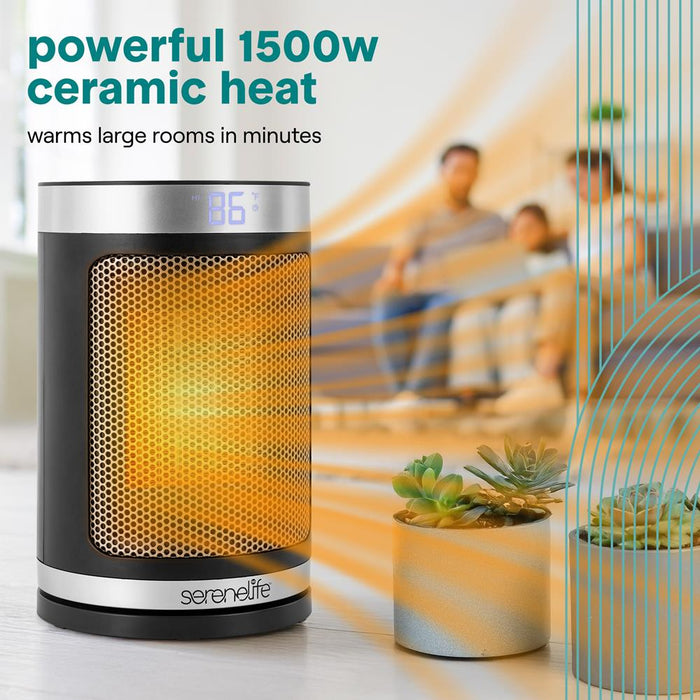 Indoor Electric Heater With Wi-Fi Function,Thermostat, Remote, Digital Display, 12H Timer, 3 Heating Modes, Fast & Safe Ptc Ceramic Heating (Black)