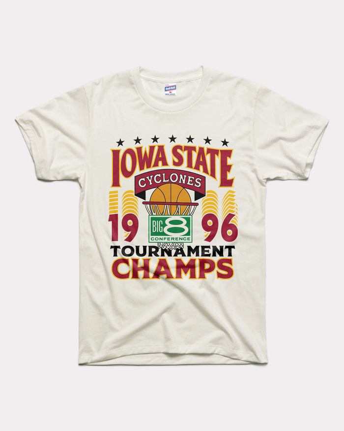 White Iowa State Cyclones Basketball 1996 Big 8 Tournament Champions Vintage T-Shirt