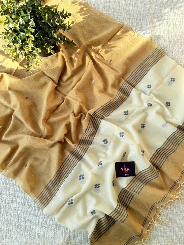 Jamdani Handloom Cotton Stole with Tassels