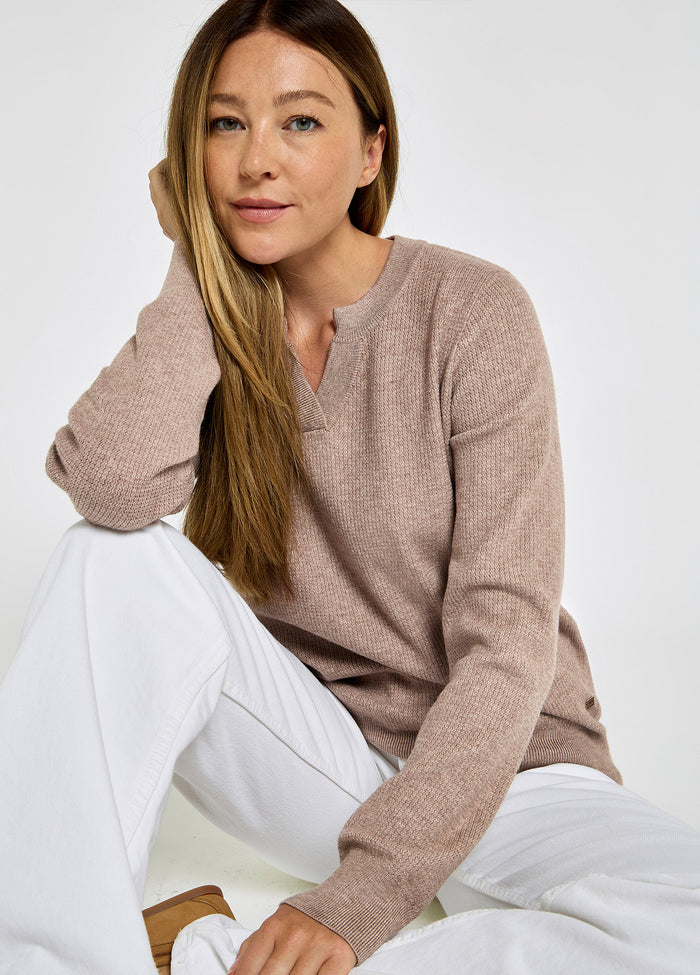 Kiltartan Women’s textured knitted sweatshirt - Taupe
