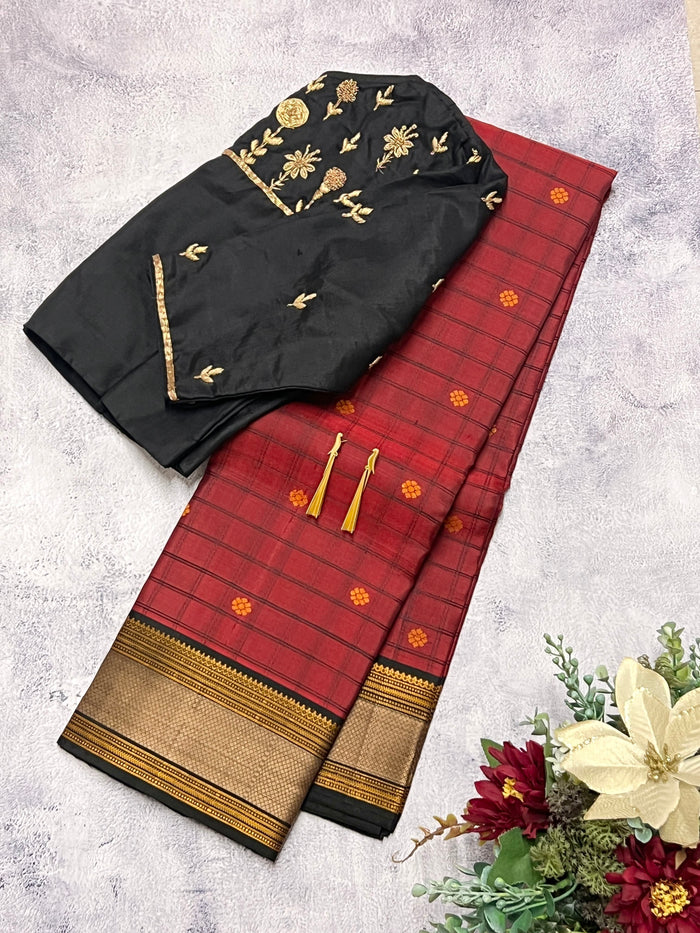 Kimaya checked motif silk saree