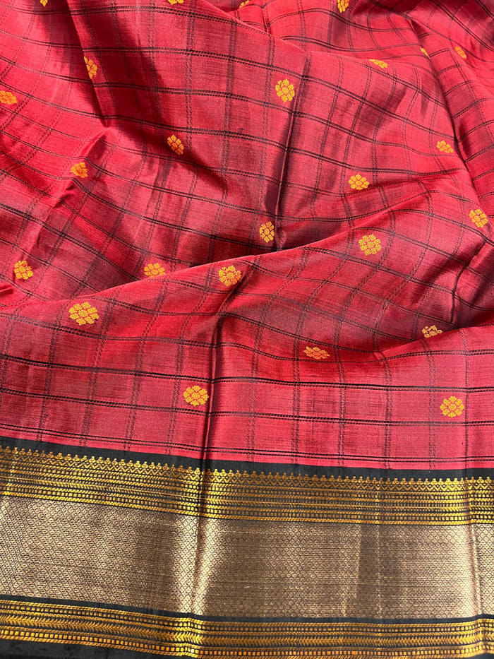 Kimaya checked motif silk saree