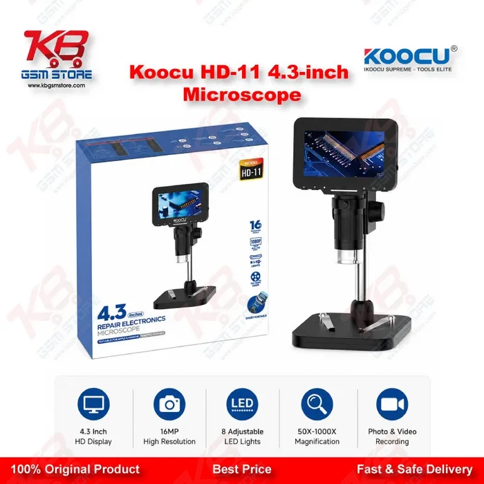 Koocu HD-11 4.3-Inch Digital Microscope with Adjustable Stand