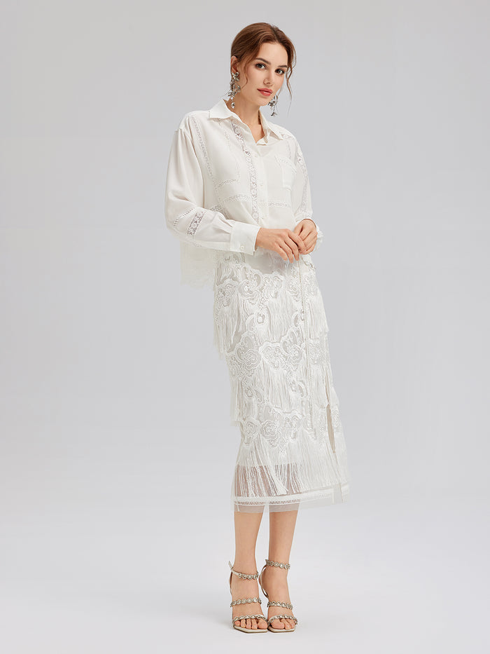 Lace Handcrafted Tassel Exclusive Baroque Skirt