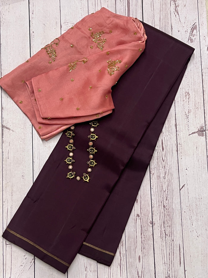 Lavanyam plain kanchi silk saree