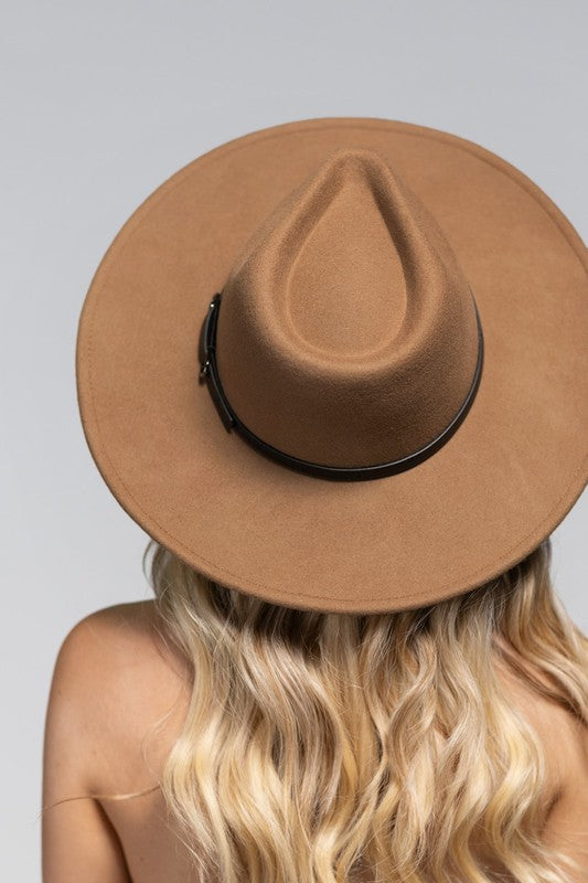Leather Trim Felt Hat