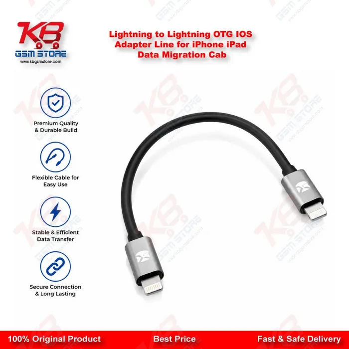 Lightning to Lightning OTG IOS Adapter Line for iPhone iPad Data Migration Cab