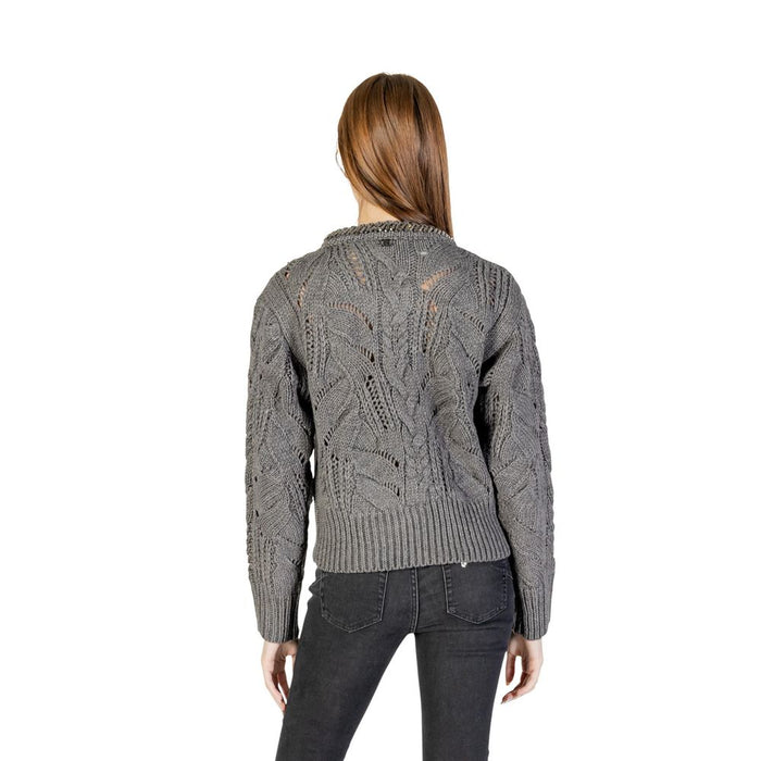 Liu Jo Gray Marabou Sweatshirt