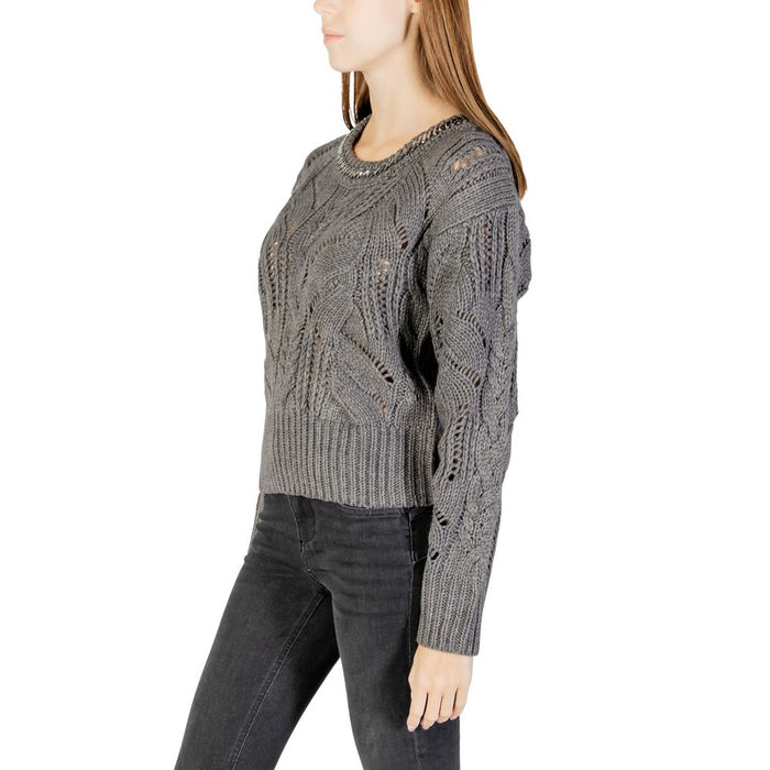 Liu Jo Gray Marabou Sweatshirt