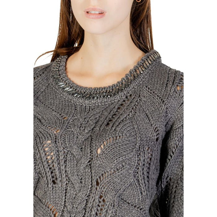 Liu Jo Gray Marabou Sweatshirt