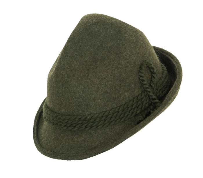 Loden Tricorn Hiking Hat — 100% Wool, Olive