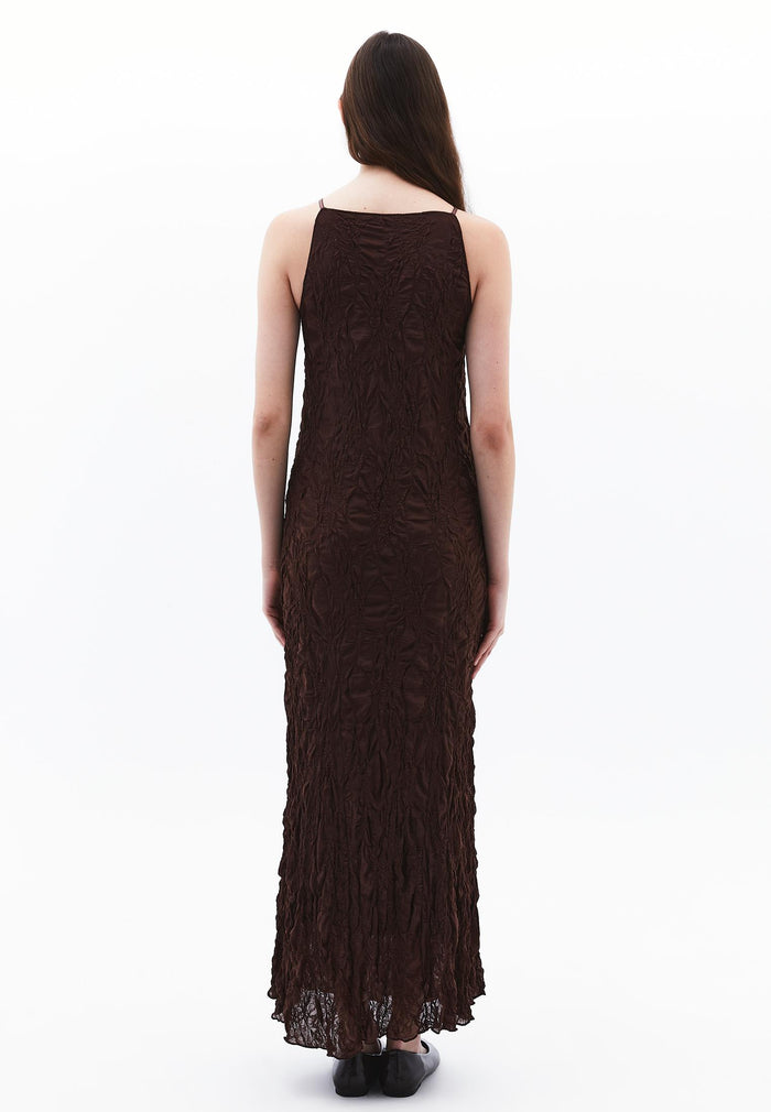 Long Lace Dress - CHICORY COFFEE