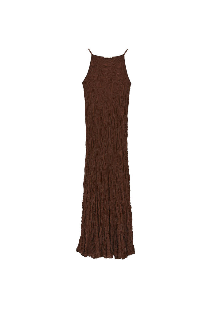 Long Lace Dress - CHICORY COFFEE