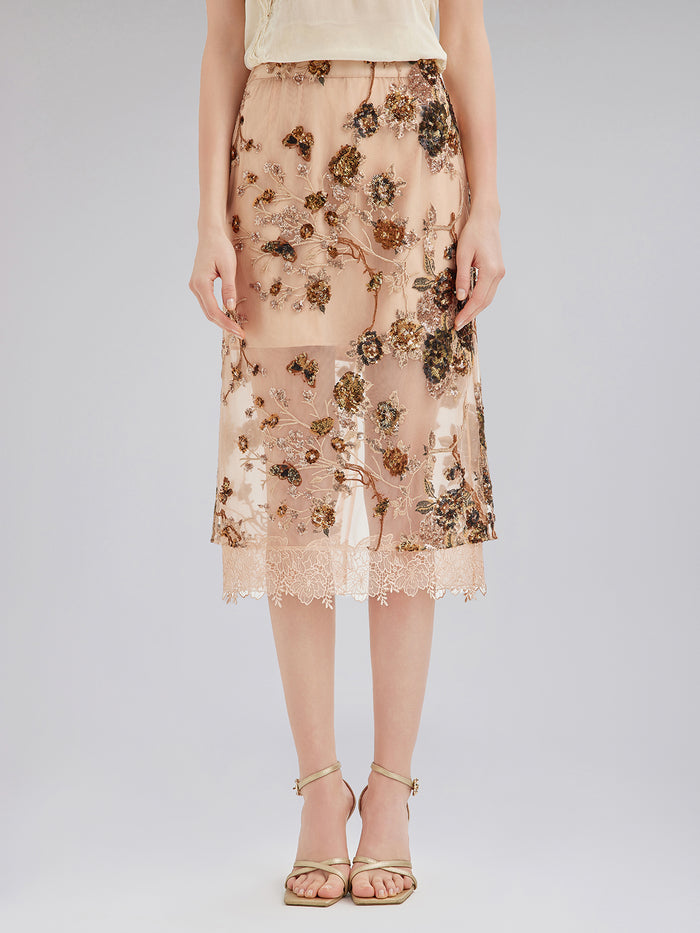 Luxurious Embroidered Sequin Skirt