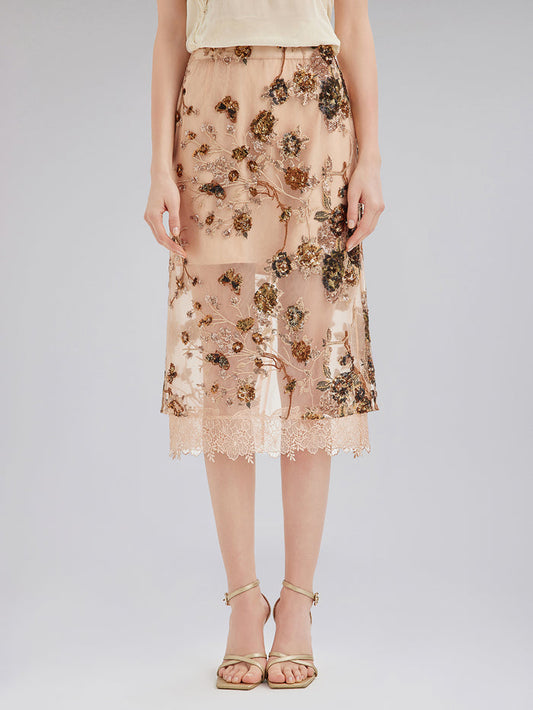 Luxurious Embroidered Sequin Skirt