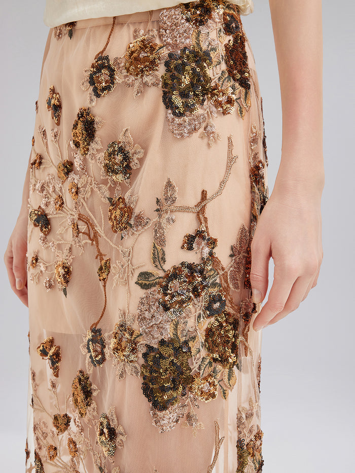 Luxurious Embroidered Sequin Skirt