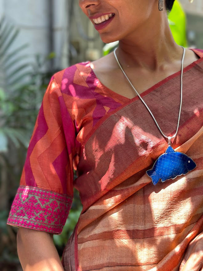 Maya Orange multihued tussar saree