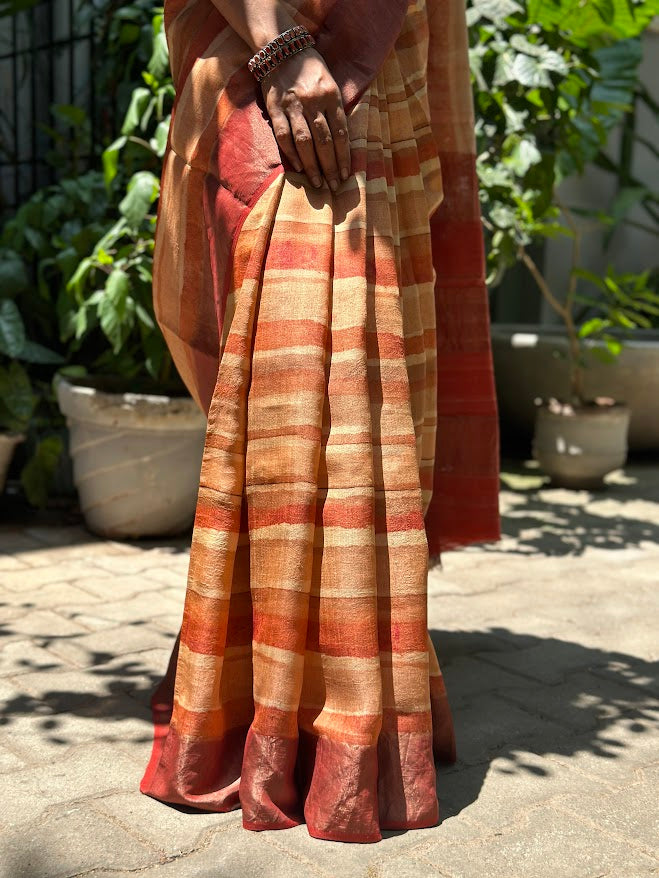 Maya Orange multihued tussar saree