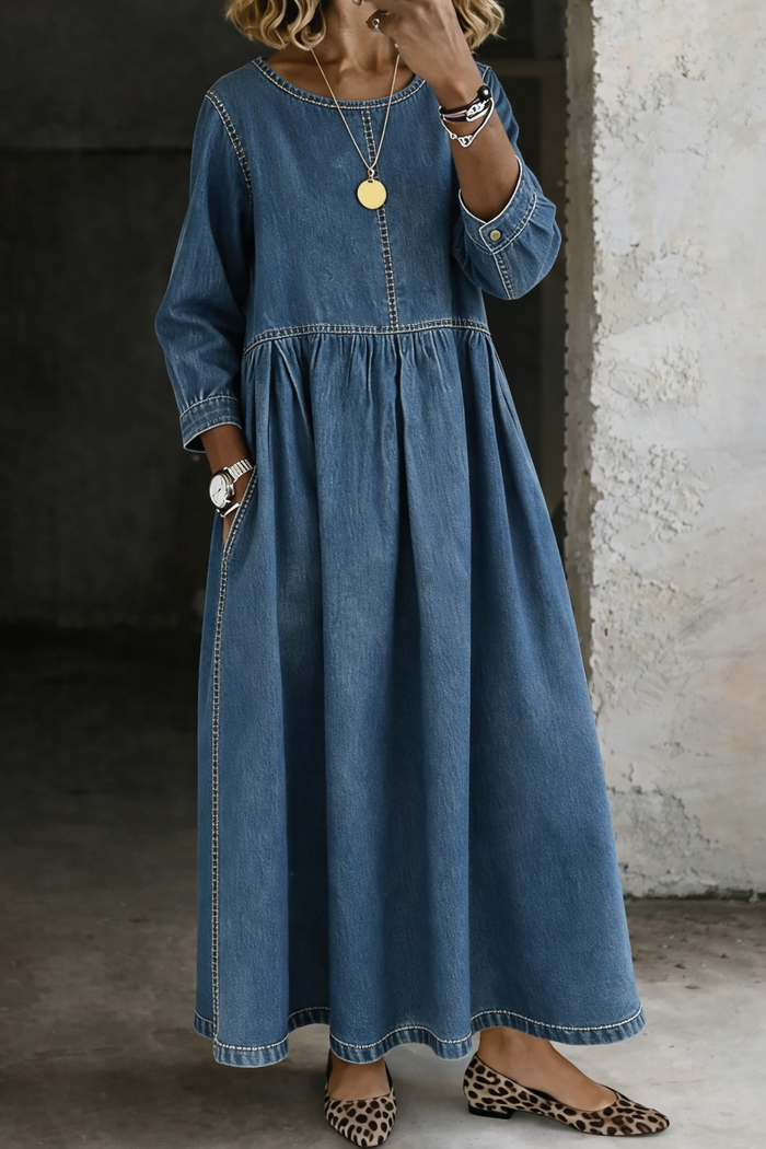 Melissa | Long-Sleeve Round-Neck Dress