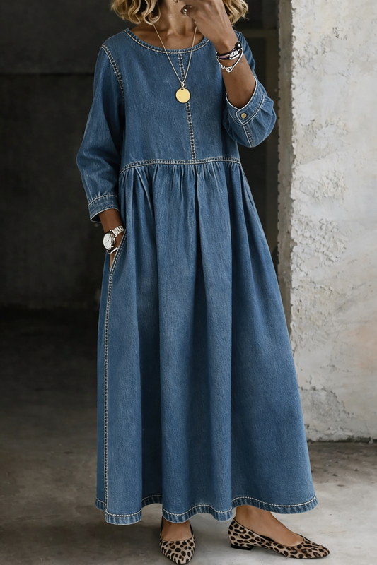 Melissa | Long-Sleeve Round-Neck Dress