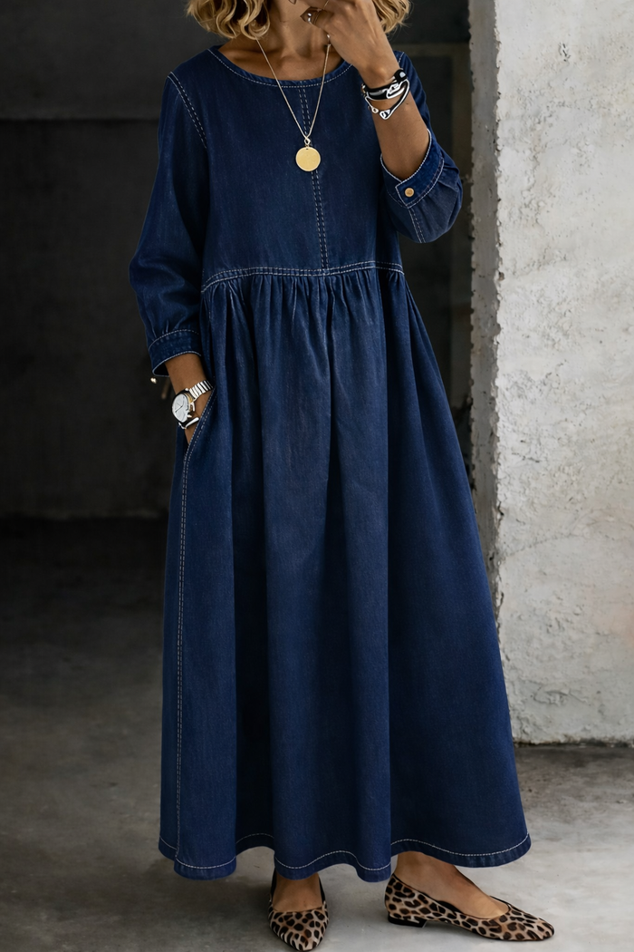 Melissa | Long-Sleeve Round-Neck Dress