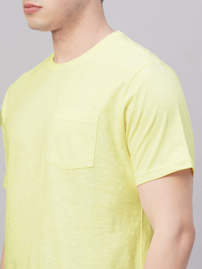 Men's 100% Cotton Chest Pocket T Shirt Natural