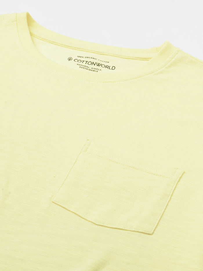 Men's 100% Cotton Chest Pocket T Shirt Natural