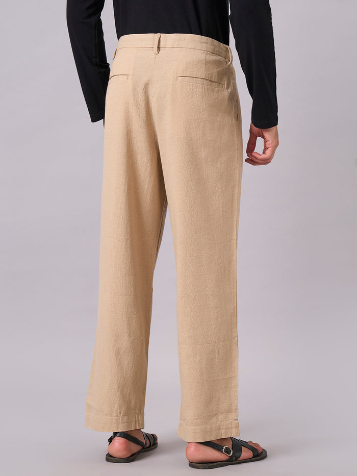 Men's 100% Cotton Loose Fit Elastic Waist Pants Khaki
