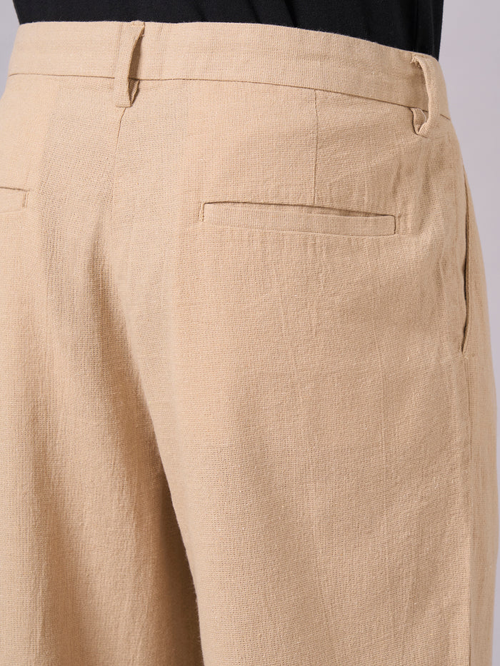 Men's 100% Cotton Loose Fit Elastic Waist Pants Khaki