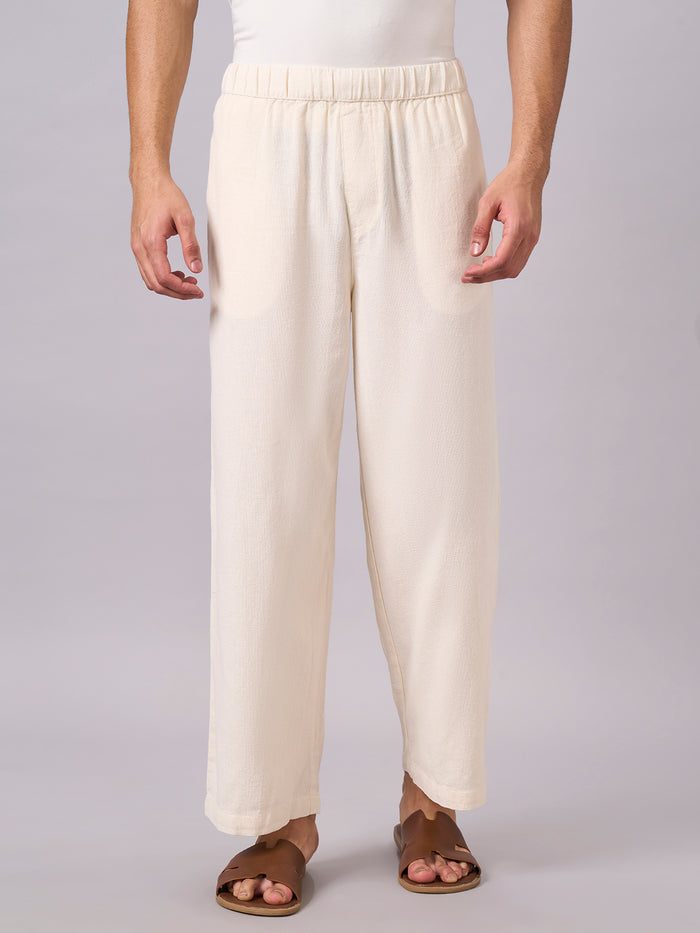 Men's 100% Cotton Loose Fit Pant Off White