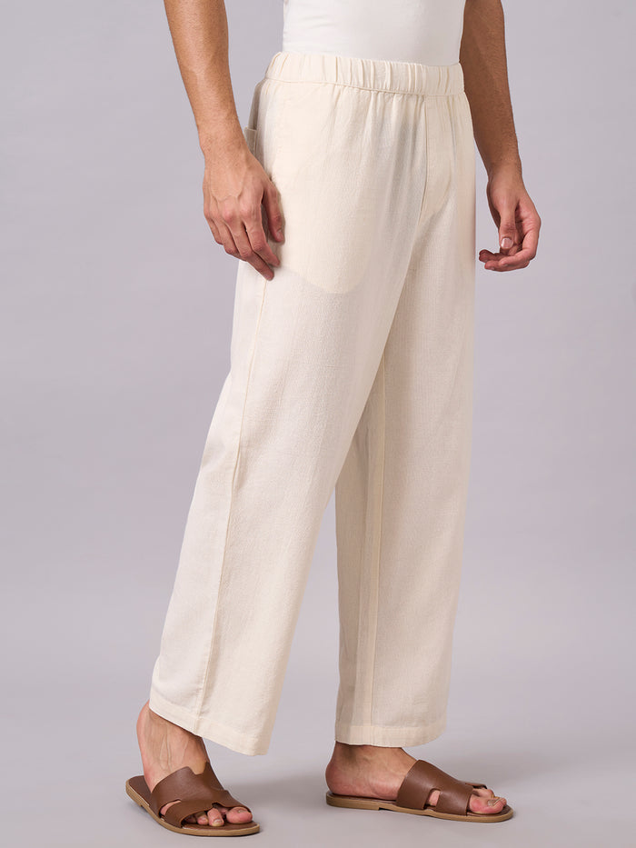 Men's 100% Cotton Loose Fit Pant Off White