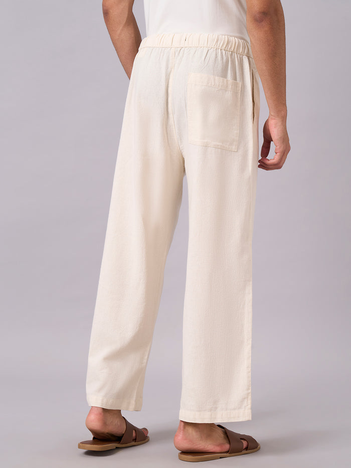 Men's 100% Cotton Loose Fit Pant Off White