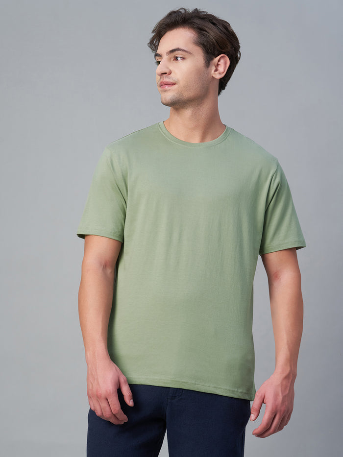 Men's 100% Cotton Plain Crew Neck T Shirt Green