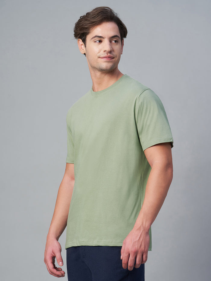 Men's 100% Cotton Plain Crew Neck T Shirt Green