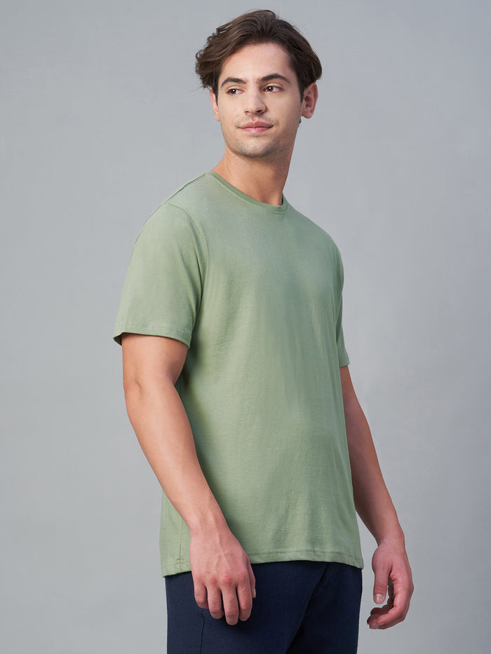 Men's 100% Cotton Plain Crew Neck T Shirt Green
