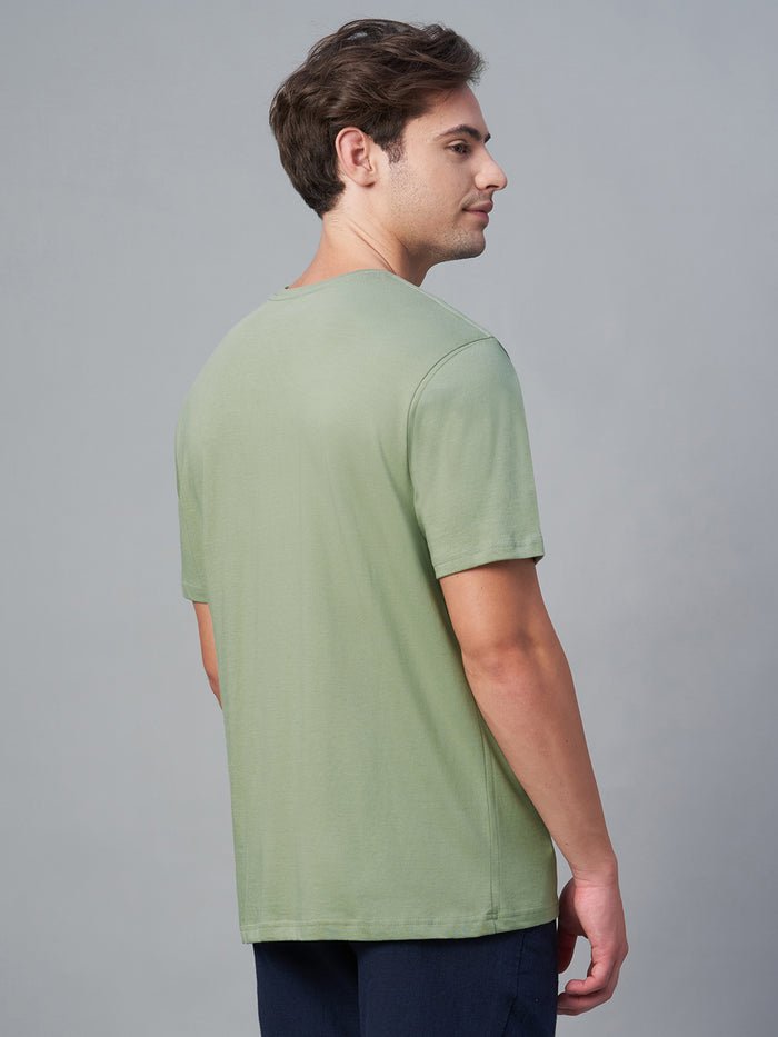Men's 100% Cotton Plain Crew Neck T Shirt Green