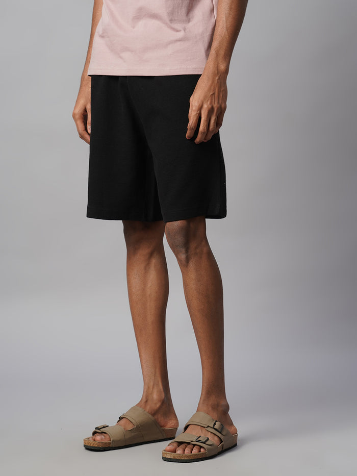 Men's 100% Cotton Regular Fit Knit Shorts Black