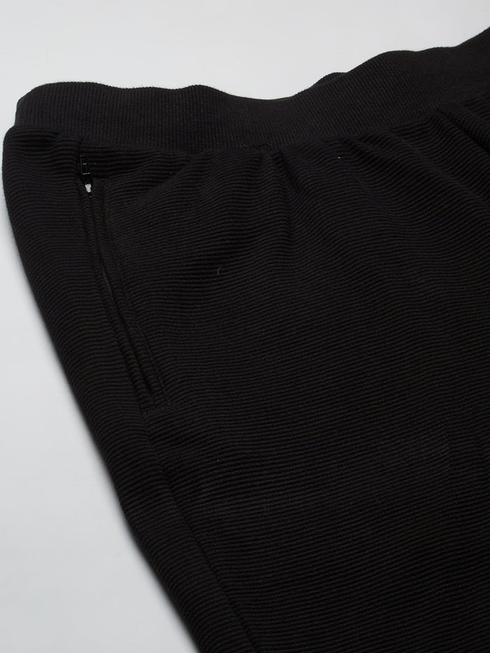 Men's 100% Cotton Regular Fit Knit Shorts Black