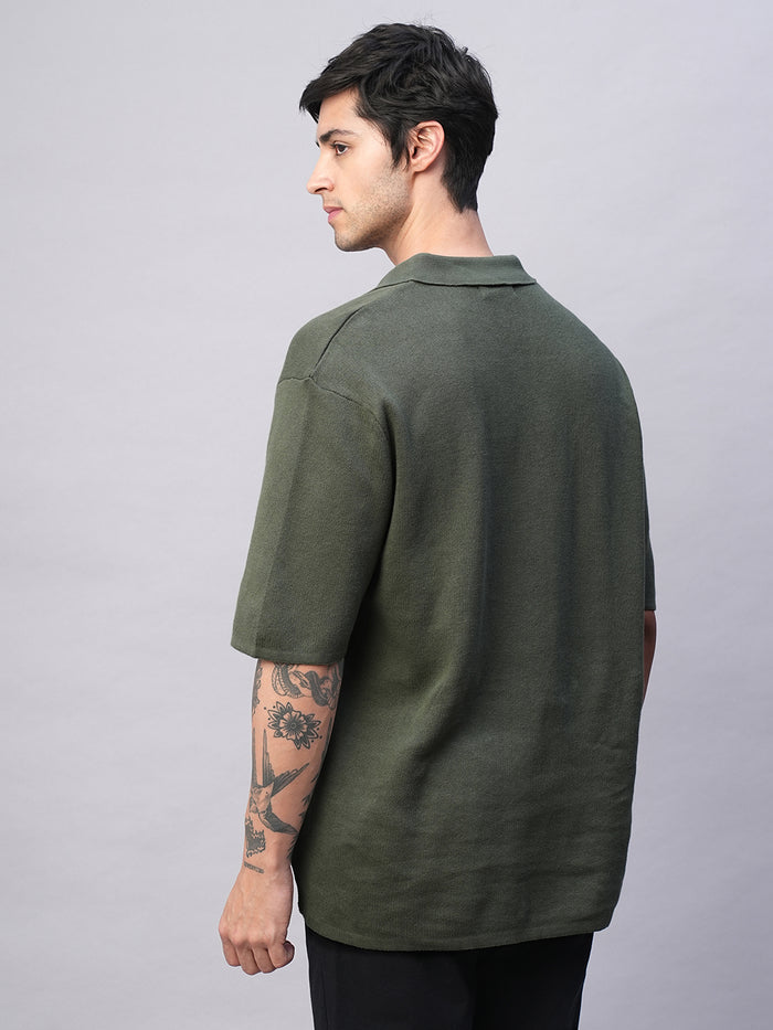 Men's 100% Cotton Regular Fit Overshirt Green