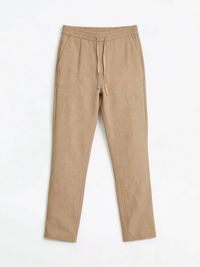 Men's 100% Cotton Regular Fit Pant Khaki