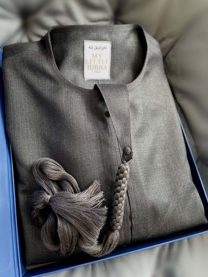 Mens Charcoal Cashmere Wool Emirati Thobe