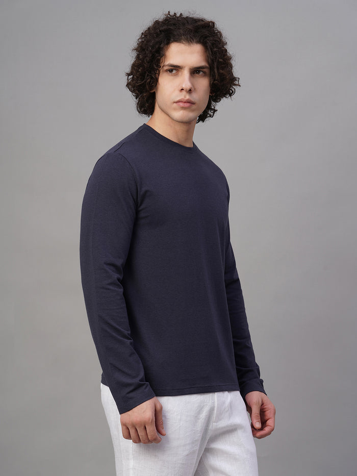 Men's Cotton Bamboo Elastane Slim Fit Tshirt Navy