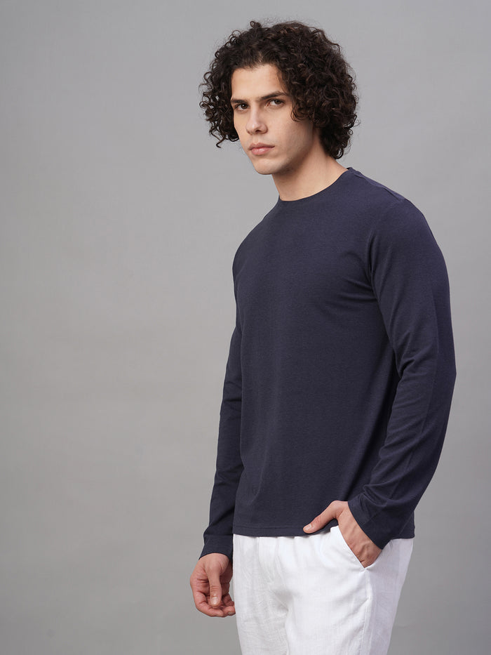 Men's Cotton Bamboo Elastane Slim Fit Tshirt Navy